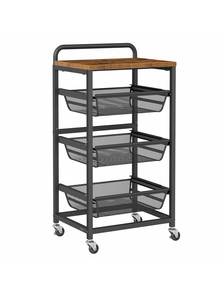 Beistellwagen Dacey in Braun-Schwarz - (B)40 x (H)76 x (T)31.7 cm