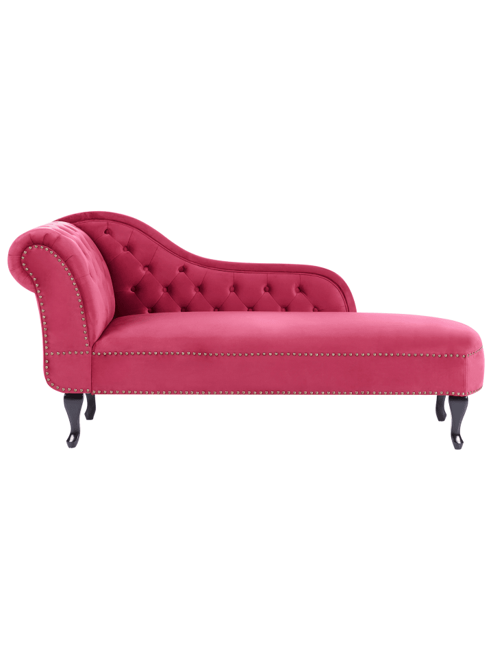 Chaiselongue NIMES in Rot/Schwarz - (W) 169 x (H) 79 x (L) 65 cm linksseitig