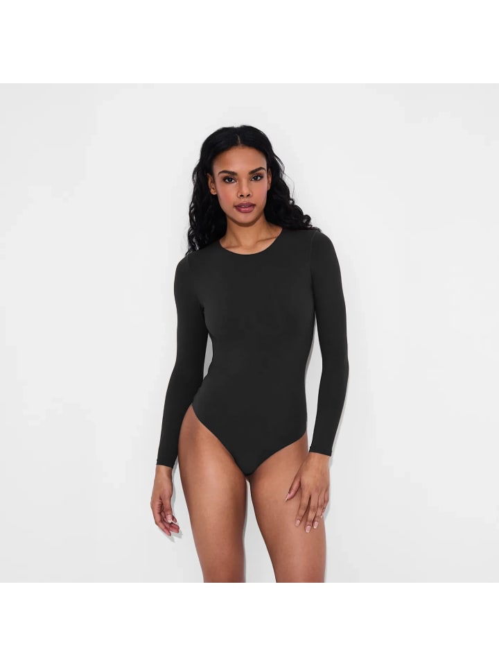 Langarm Body in Schwarz