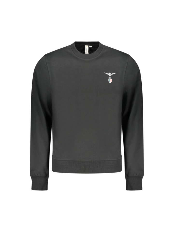 Schwarz Baumwolle Herren Sweatshirt
