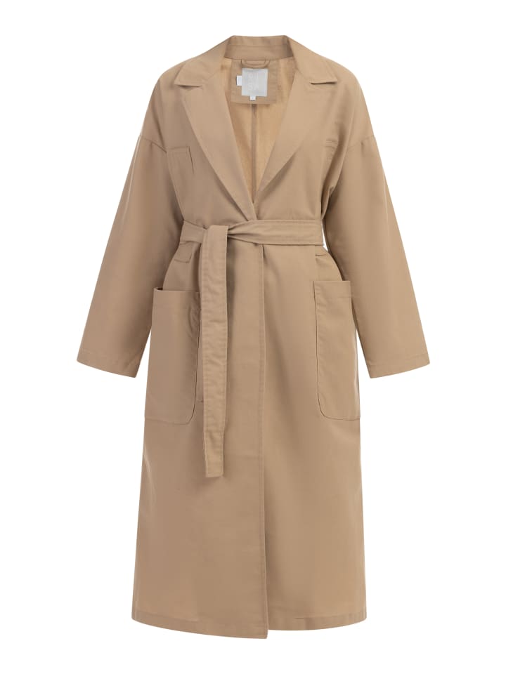 Damen Trenchcoat Mit Taillengürtel in Karamell