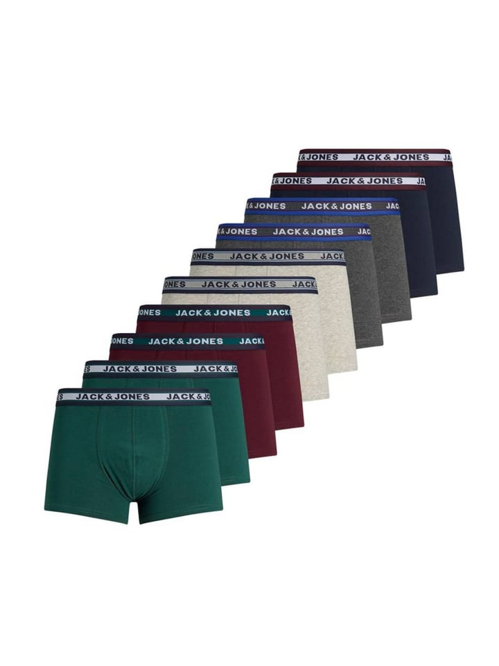 Boxershort 10er Pack in Grün/Rot/Beige/Grau/Dunkelblau