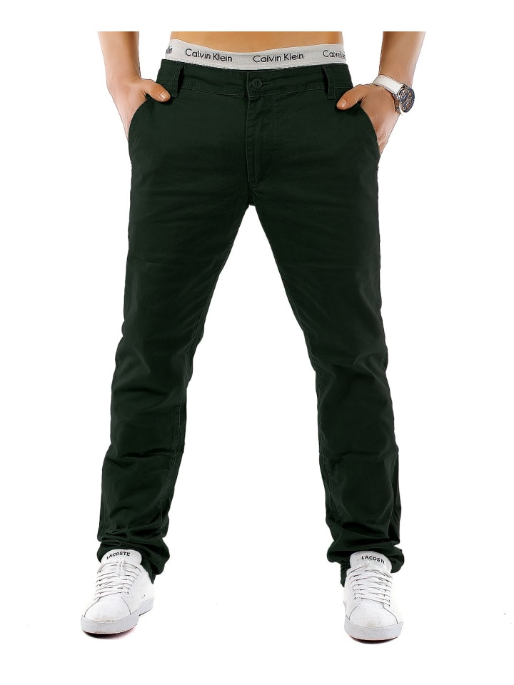 Chino Hose MC Trendstr Stoff Jeans in Dunkelgrün