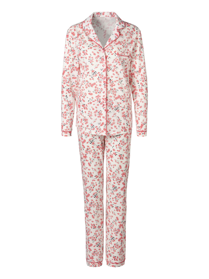 Pyjama in ecru-geblümt