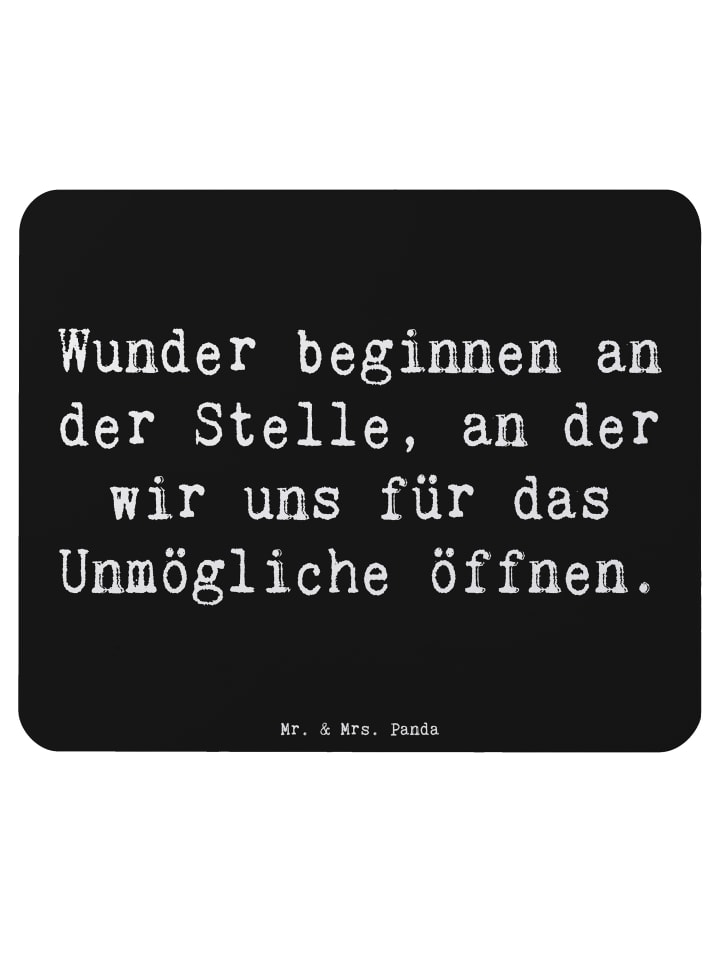 Maus Pad Spruch Wunder beginnen mit Spruch in Schwarz