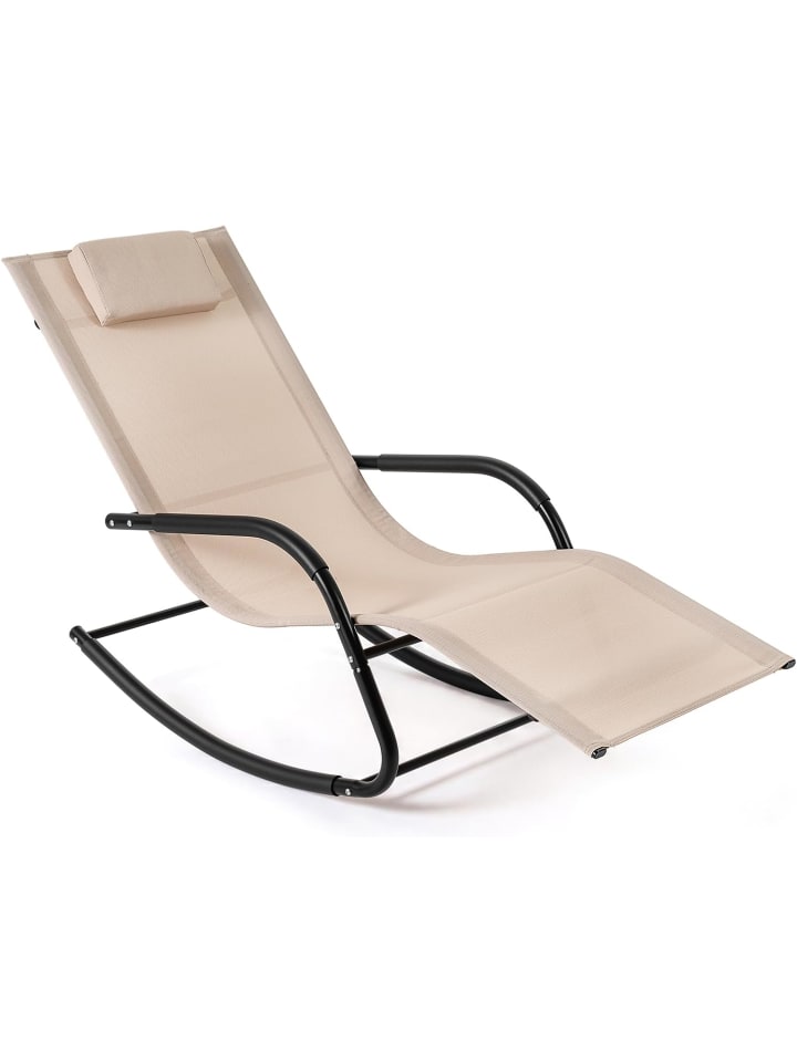 Schaukelliege mit Kopfstütze in Beige
