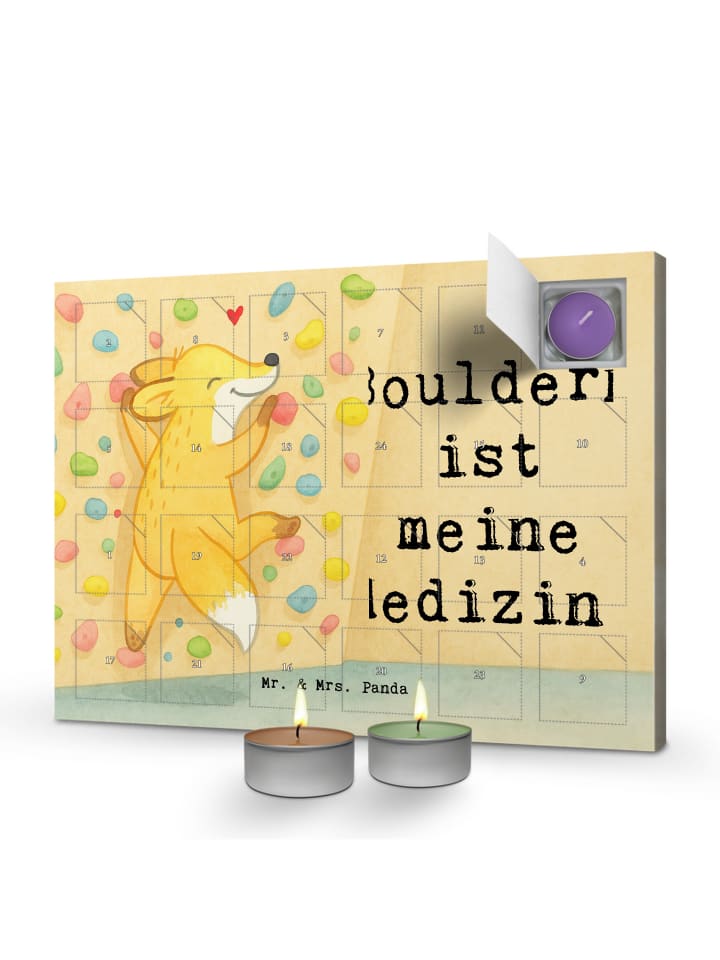 Adventskalender Fuchs Bouldern Design mit Spruch in Weiß