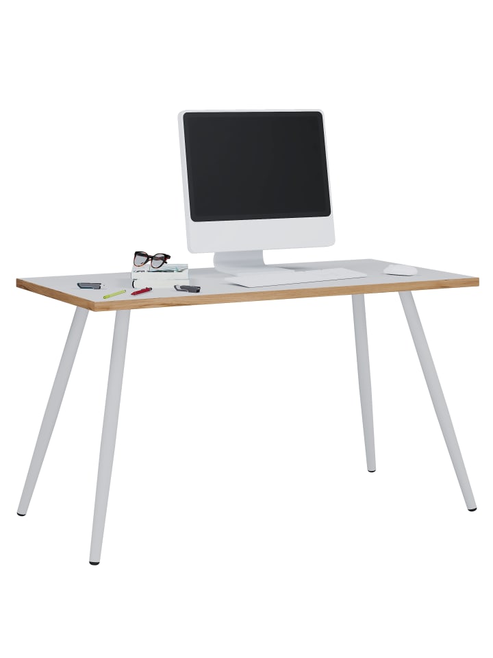 Schreibtisch Bürotisch Computertisch Salia 138x50 in Weiß / Honig-Eiche