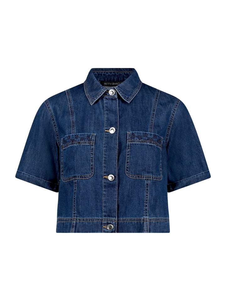Jeansjacke mit Kragen in Dark Blue Denim