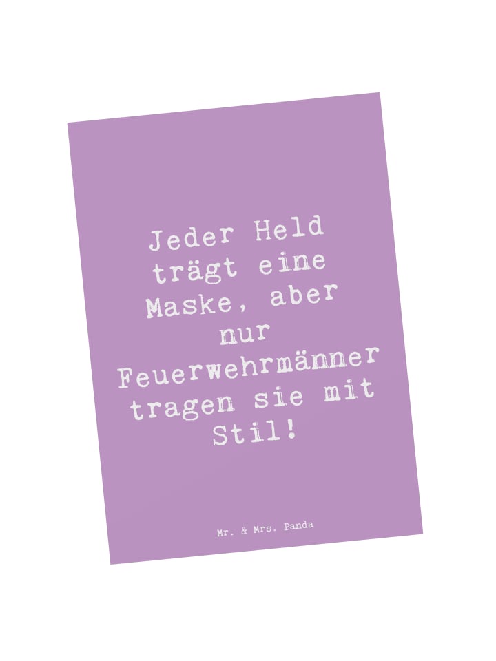 Postkarte Spruch Stilvolle Feuerwehrmann mit Sp... in Lavendeltraum