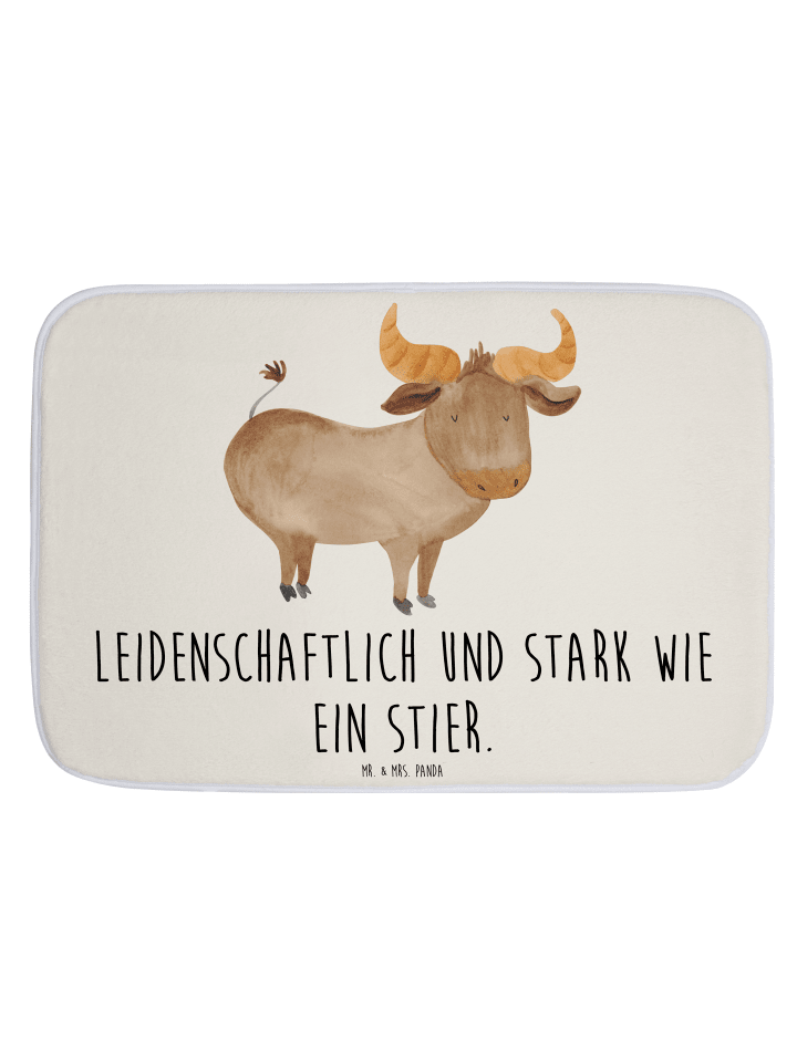 Badematte Sternzeichen Stier mit Spruch in Weiß