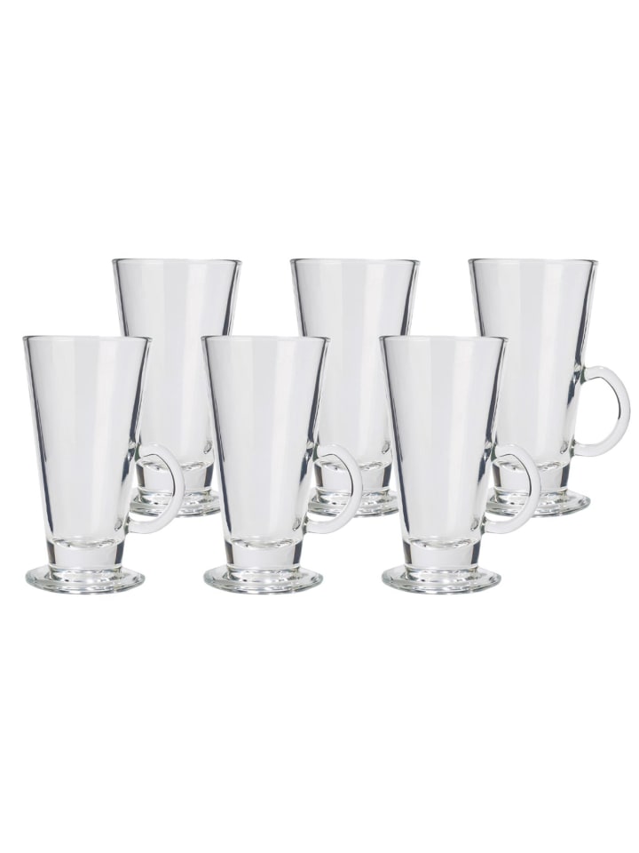 6er Set Latte Macchiato Gläser V-Shape in 265 ml in transparent