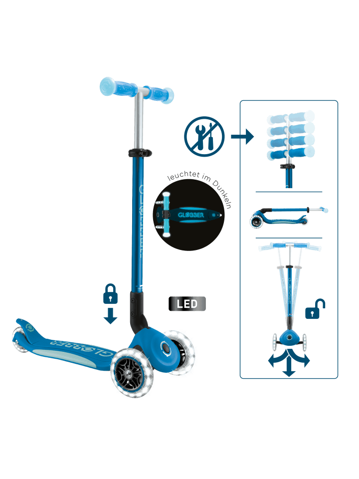 Scooter ELITE GLOW LIGHTS Roller in petrol, mit Leuchtrollen und Glow-Effekt