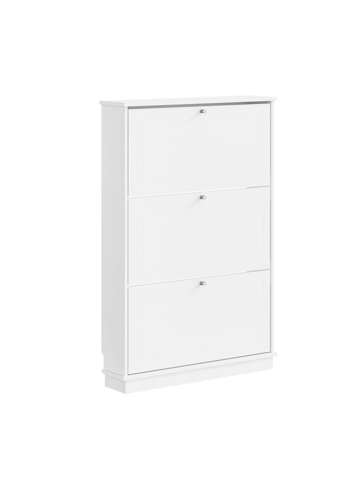 Schuhschrank in Reinweiß - (W) 18 x (H) 113 x (L) 76 cm