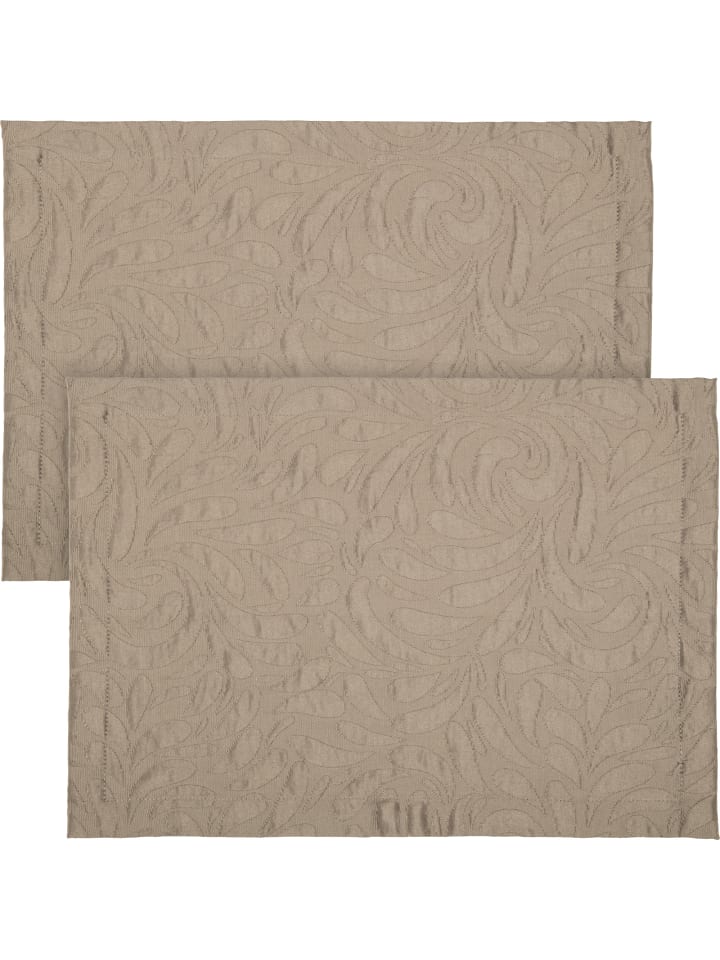 Jacquard, Baumwollmischung Tischset 2er-Pack Cadiz in sand