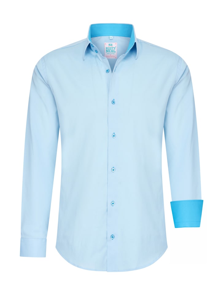 Pastell Hemd S - 6XL Slim Fit Cotton-Stretch in Aqua