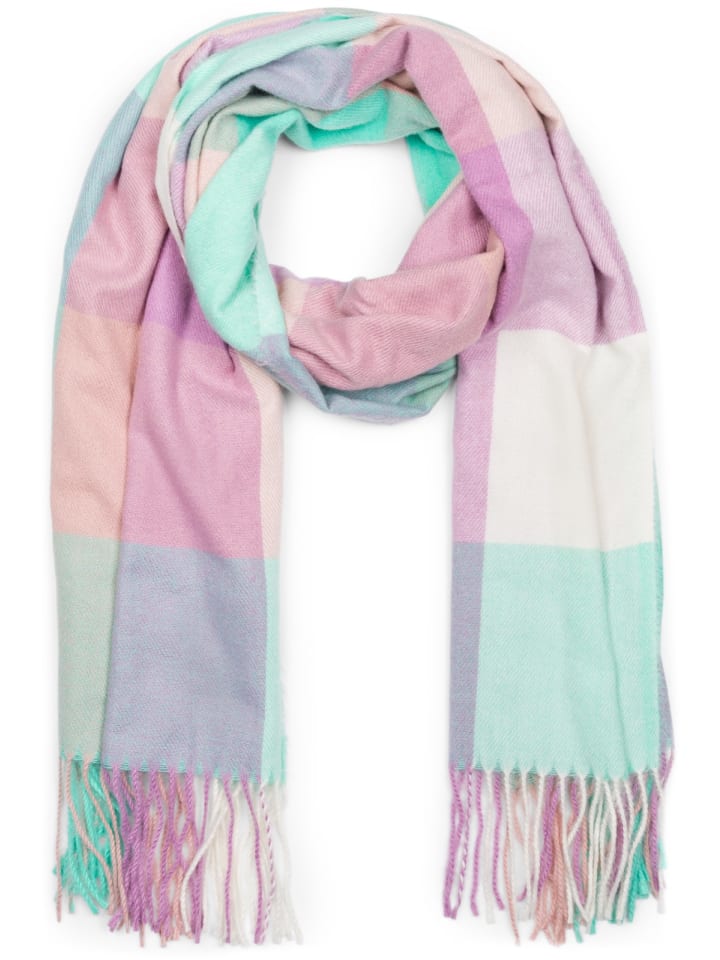 Karo Schal in Mint-Flieder-Beige