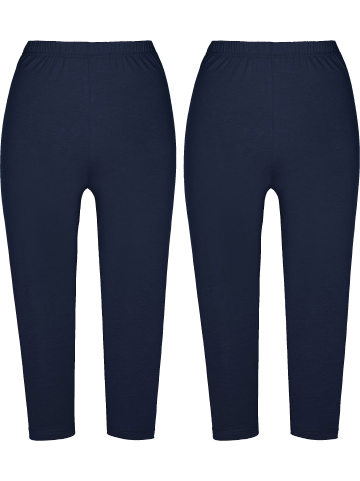 Single-Jersey Capri-Leggings 2er-Pack in marine/marine