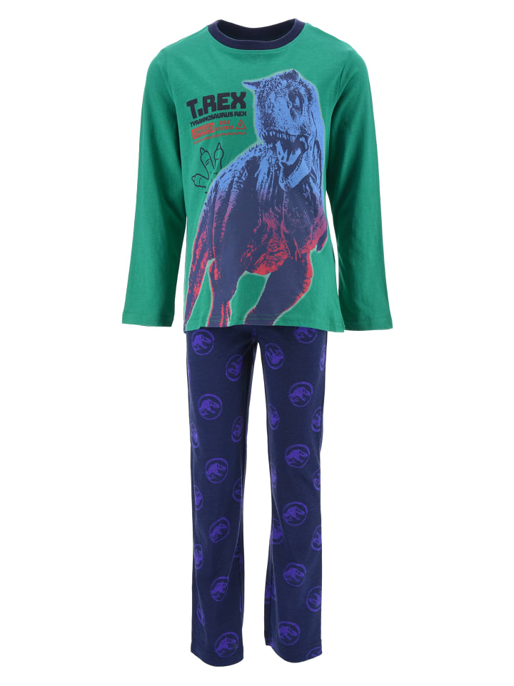 2tlg. Outfit: Schlafanzug Langarmshirt und Hose in Grün