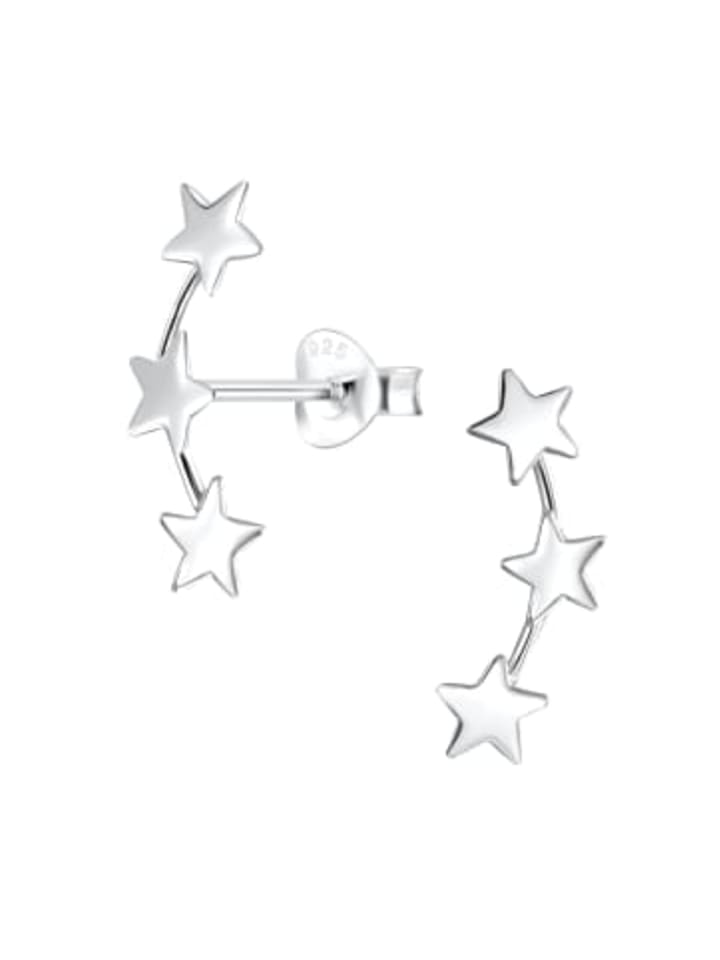 Ohrringe, Ohrstecker TRIPLE STAR in 925 Sterling Silber, 2-tlg.