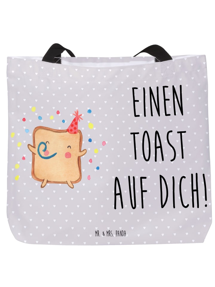 Tasche Toast Party mit Spruch in Grau Pastell