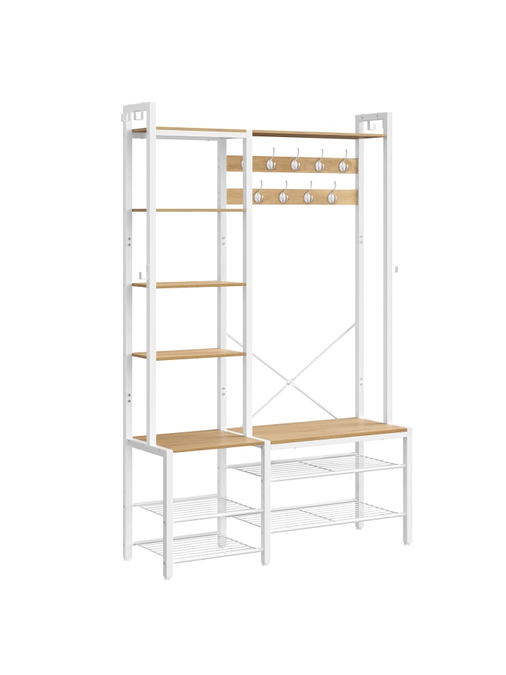 Garderobenständer Dacey in Goldeiche-Mattweiß - (B)120 x (H)190 x (T)40 cm