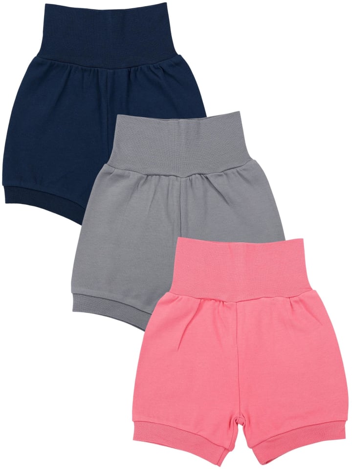 Baby Mädchen Kurze Pumphose 3er Pack in grau/pink