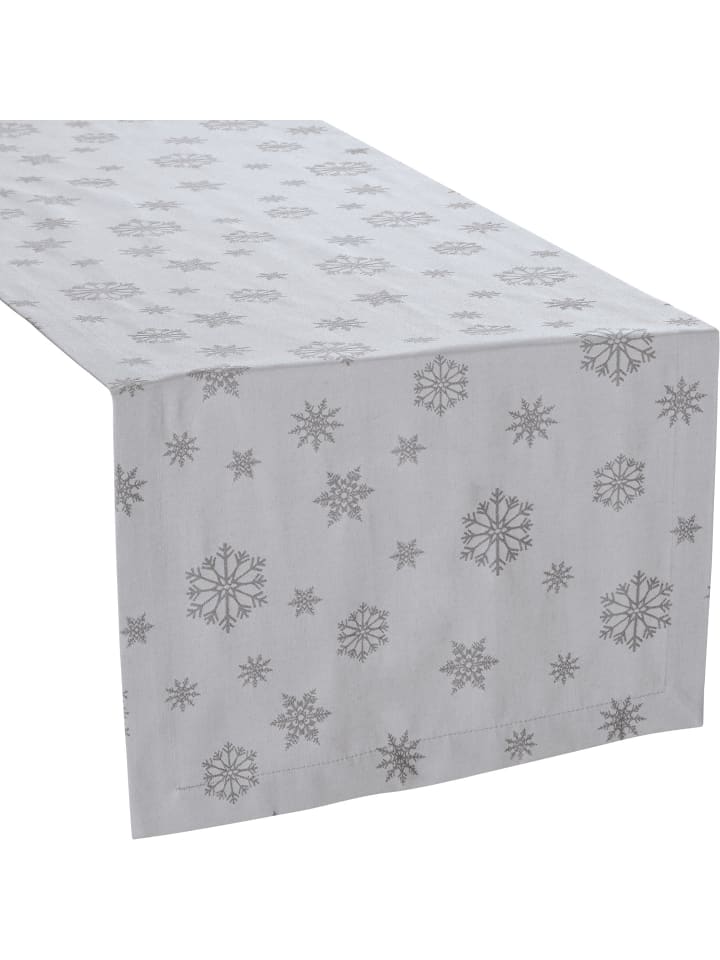 Jacquard, Baumwollmischung Tischläufer Marbella in silber