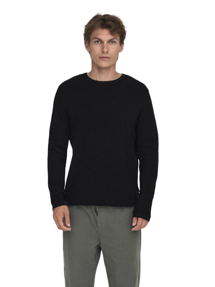 Pullover ONSERIC REG 12 STRUC CREW KNIT in Schwarz