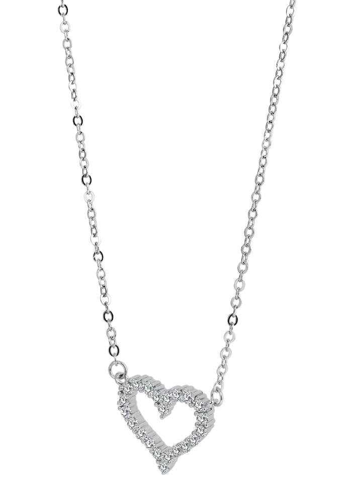 Damen Halskette mit Anhänger – Herz aus 925 Silber in silber