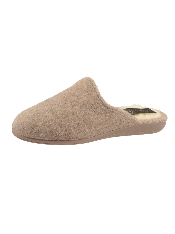Pantoffel in bordeaux + beige