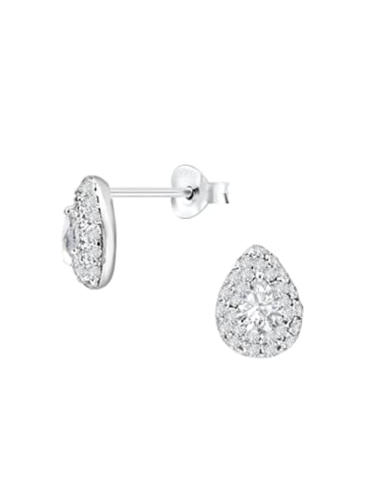 Ohrstecker ZIRKONIA TROPFEN rhodiniert in 925 Sterling Silber, 2-tlg.