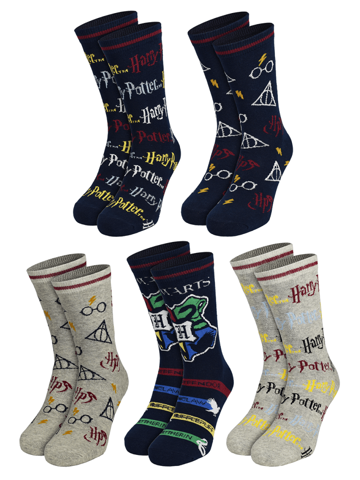 5er Pack Harry Potter Socken Sneaker 40-45 in Mehrfarbig
