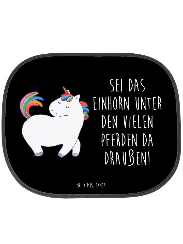 Autoscheibenschutz Einhorn Stolzieren mit Spruch in Schwarz