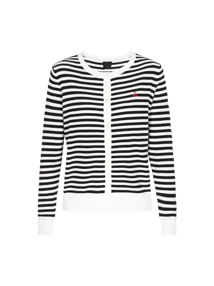 Women Cardigan in offwhite black stripe