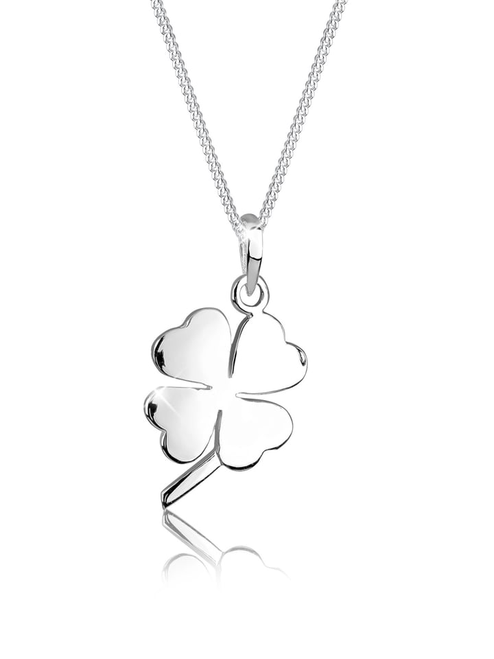 Halskette 925 Sterling Silber Kleeblatt in Silber