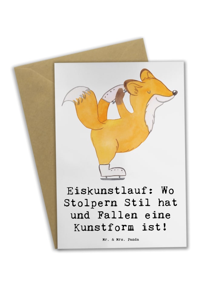 Grußkarte Eiskunstlauf Kunst mit Spruch in Weiß