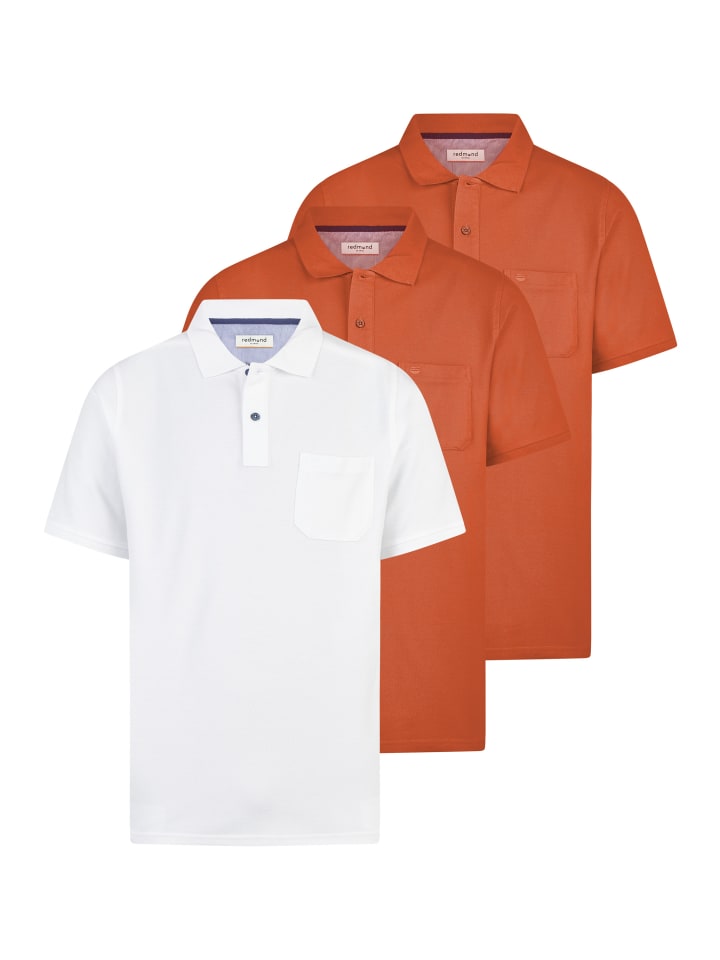 Poloshirt Basic in Orange / weiß