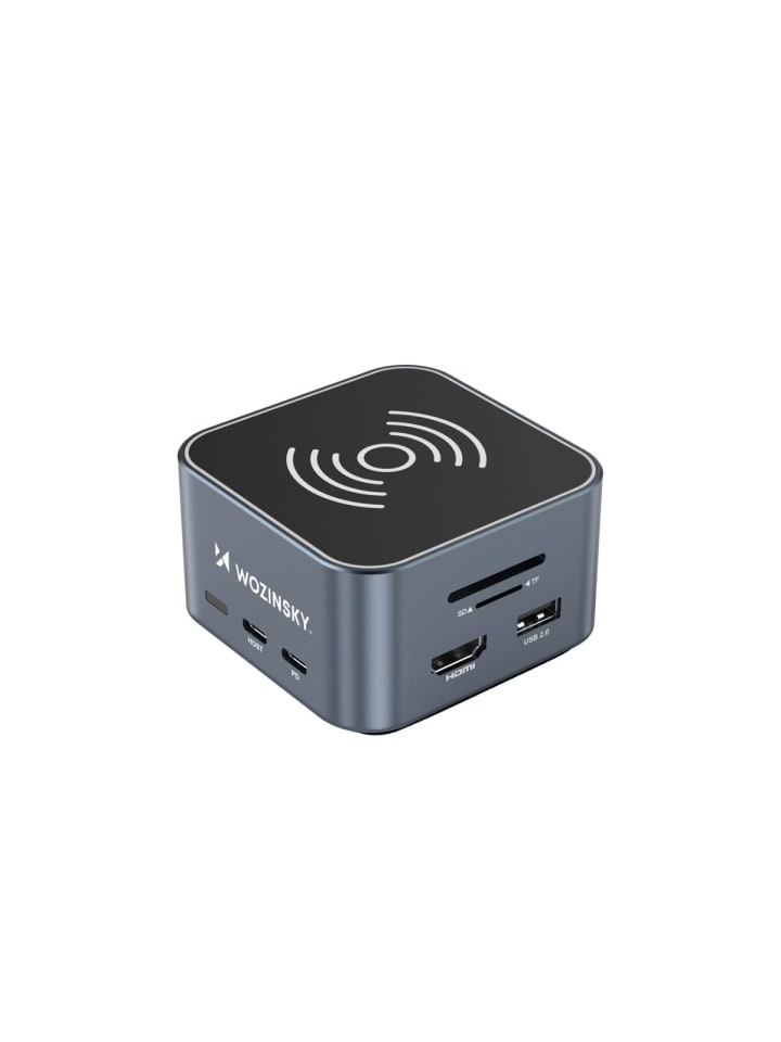 Wozinsky WHBC09Y8S USB-C 12-in-1 Hub mit WLAN-Ladefunktion, grau in Grau