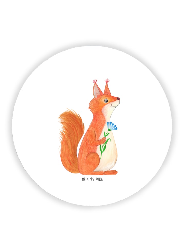 Magnet Eichhörnchen Blume ohne Spruch in Weiß
