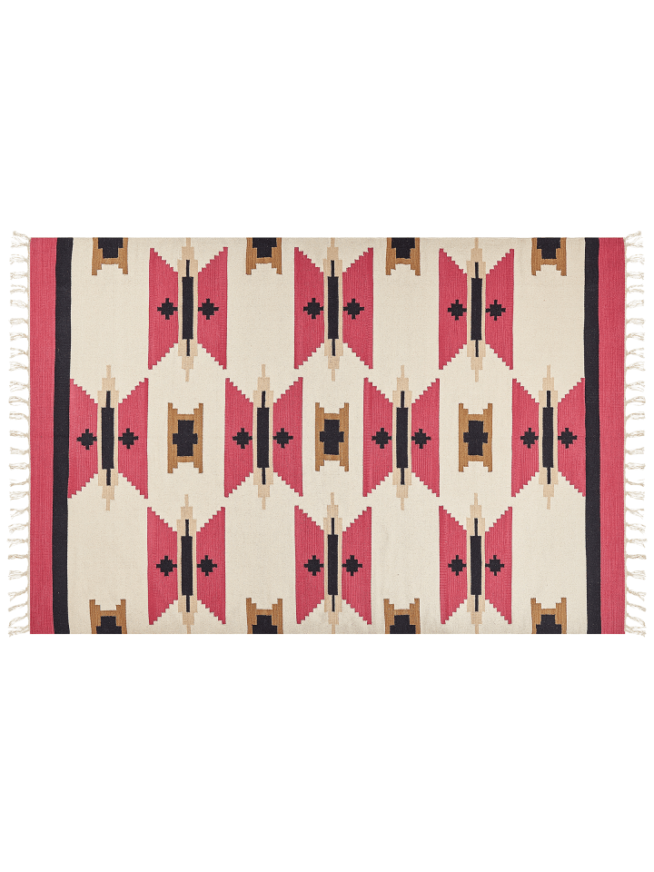 Kelim GARNI in Bunt/Rot/Beige - (W) 200 x (L) 300 cm