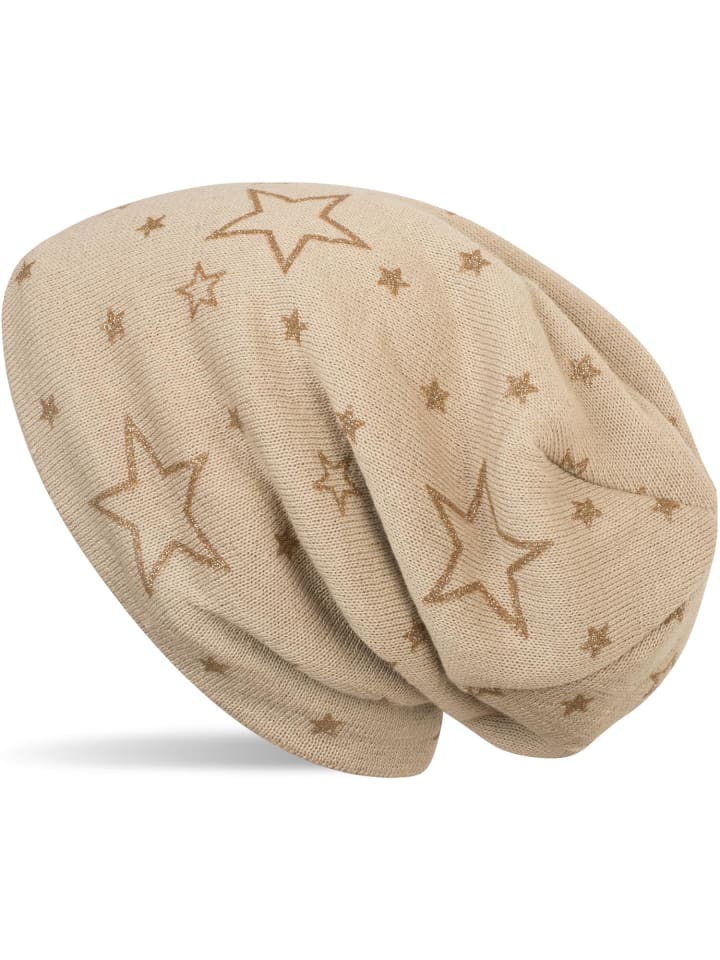 Feinstrick Beanie Mütze in Beige