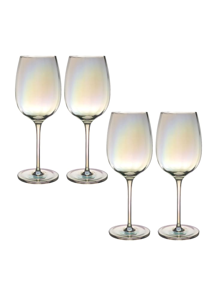 Wein Glas Weißwein Rotwein 440ml in 4x 440ml Regenbogen Schimmer