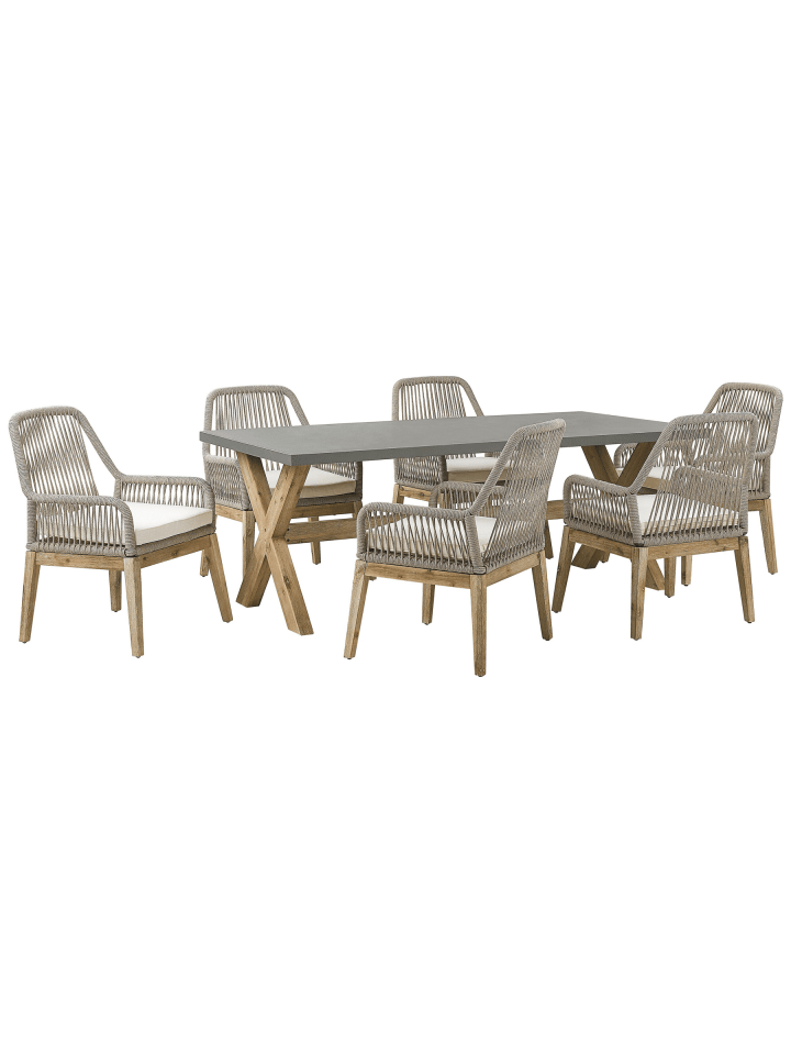 13-tlg Gartentisch Set OLBIA in Grau/Beige/Braun