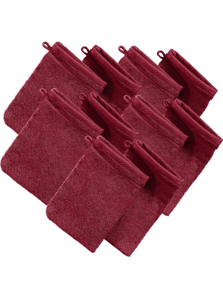 Frottier Waschhandschuh 10er-Pack Heidelberg in weinrot