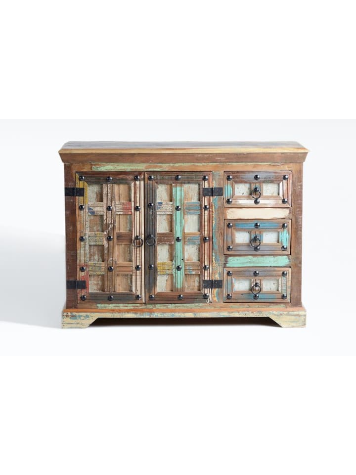 Sideboard aus recyceltem Holz in Multicolored