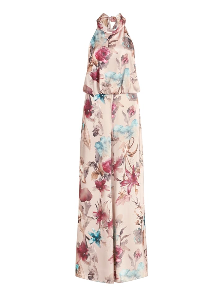 Jumpsuit mit Blumenprint in Beige/Dark Red