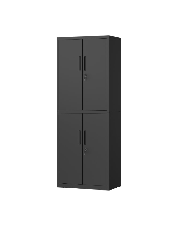 Aktenschrank Berend in Schwarz - (B)80 x (H)180 x (T)40 cm