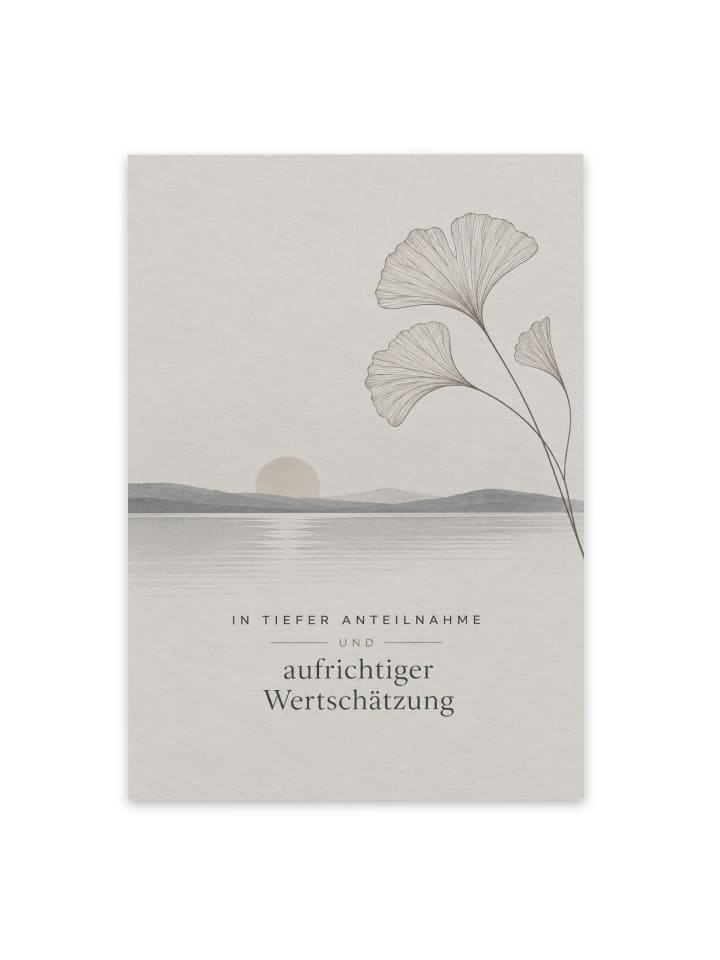 Trauerspruchkarte Zweig würdevoll Design mit Sp... in Weiß