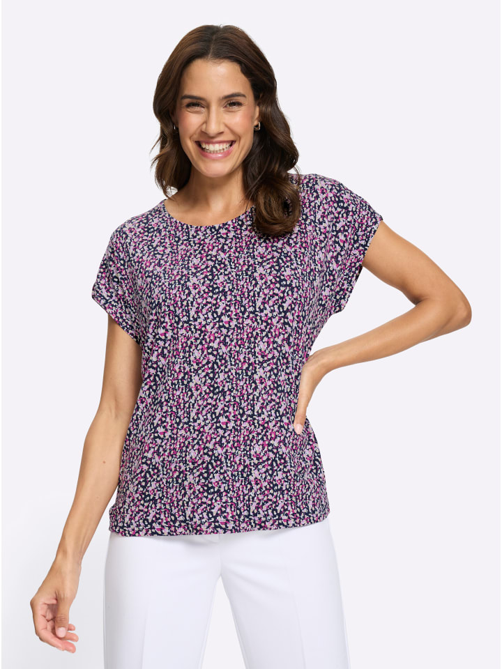 Print-Shirt in marine-orchidee-bedruckt